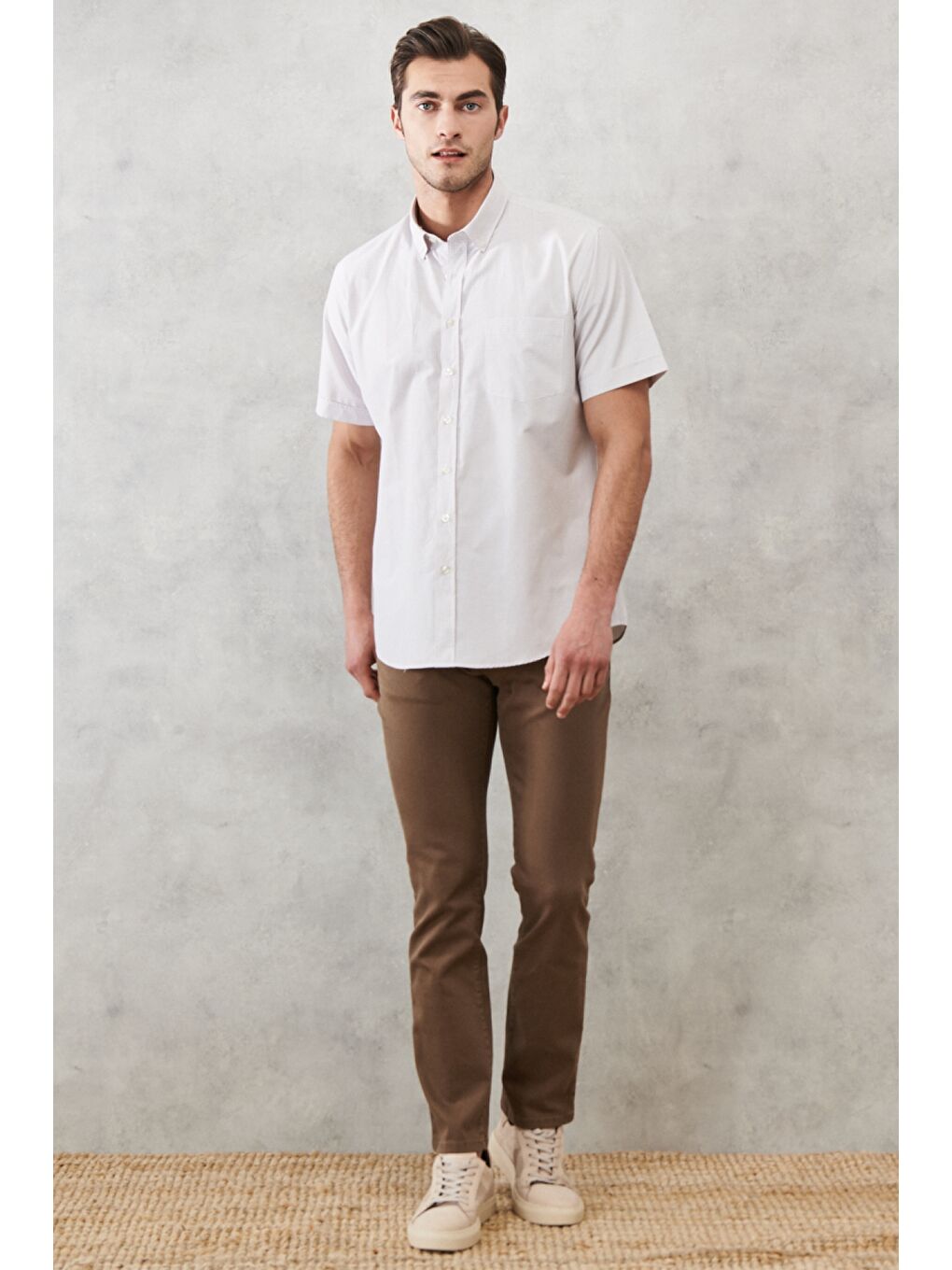 Bej Erkek Vizon 360 Derece Her Yöne Esneyen Slim Fit Dar Kesim Pamuklu Rahat Pantolon