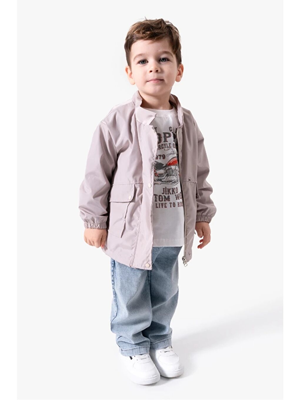 Gri Motor Baskılı Erkek Bebek Günlük 3’lü Set 9087-2