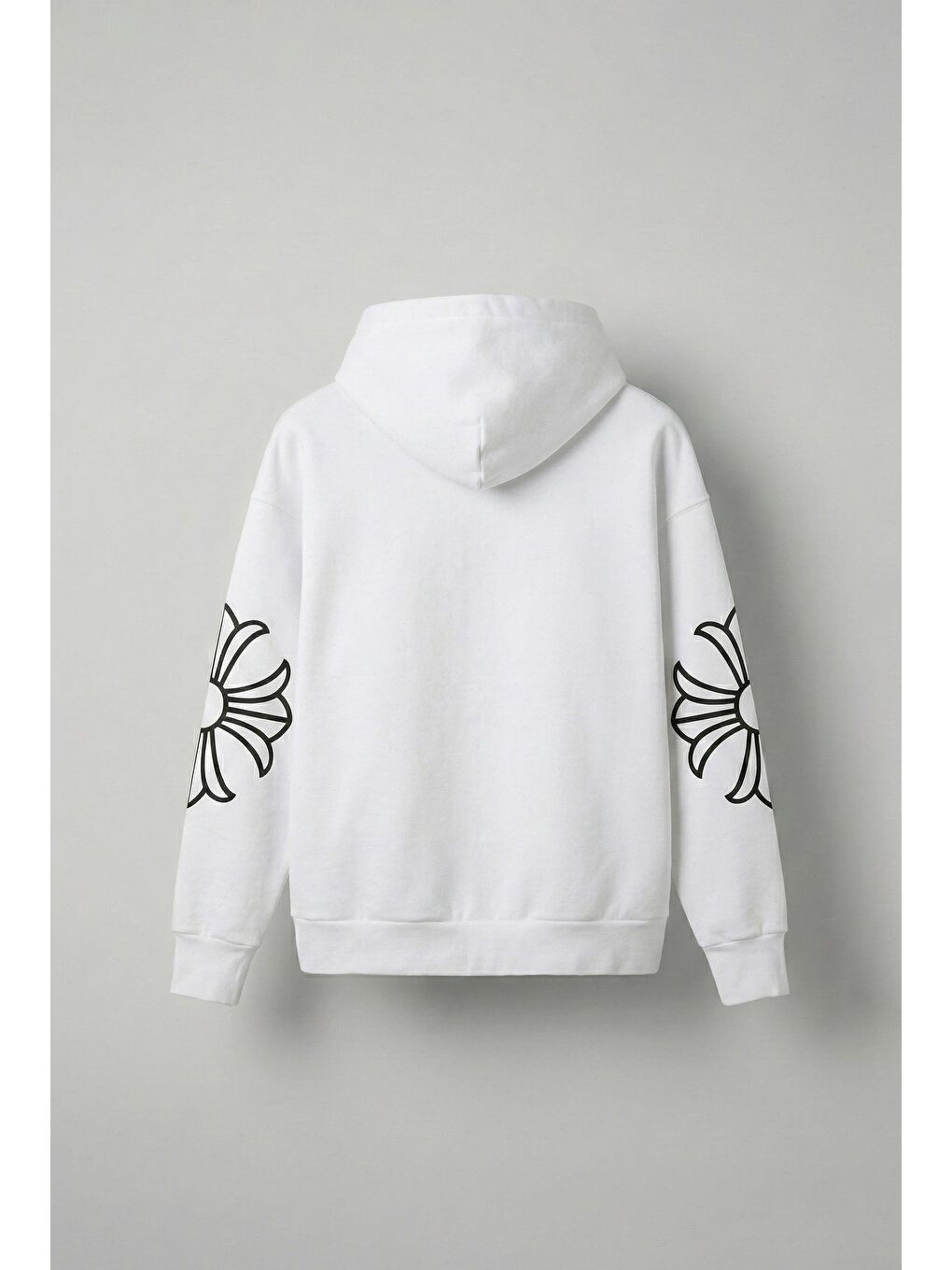 Unisex Oversize Baskılı Kanguru Cepli  Erkek Fermuarlı Sweatshirt Hırka Beyaz-1