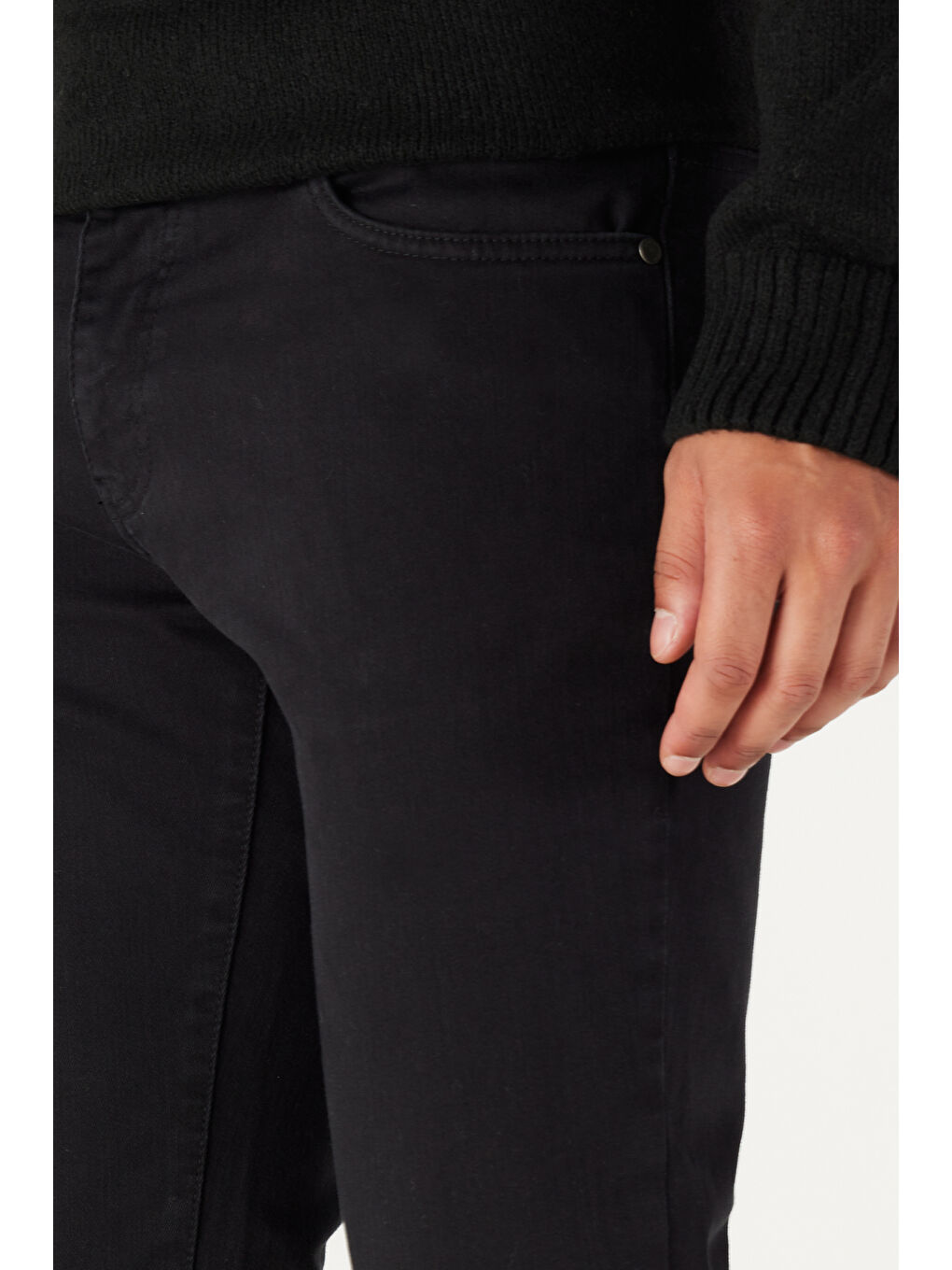 Erkek Siyah 360 Derece Her Yöne Esneyen Slim Fit Dar Kesim Pamuklu Rahat Pantolon-5