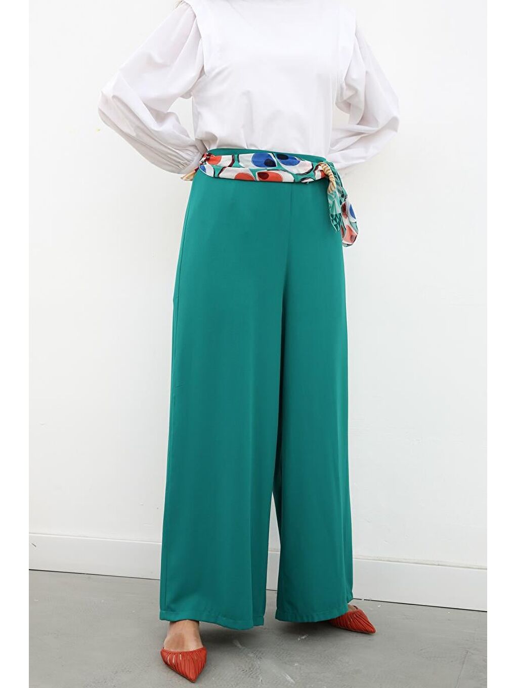 Zümrüt Yeşili Bol Paça Pantolon