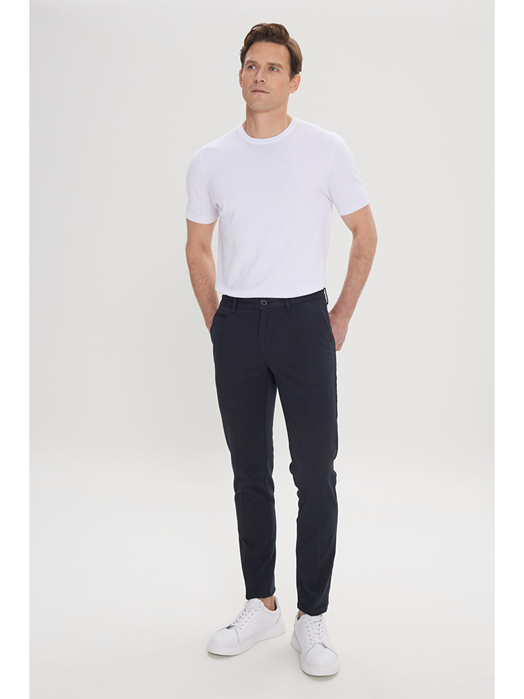 Erkek Siyah Slim Fit Dar Kesim Yan Cepli Pamuklu Esnek Armürlü Pantolon-1