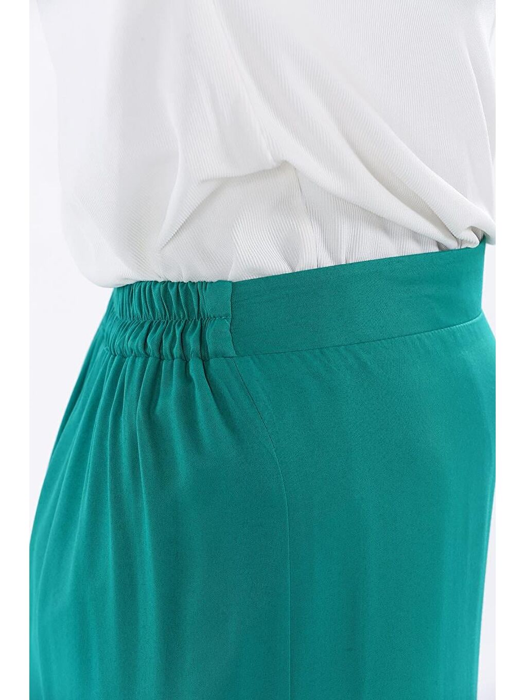 Zümrüt Yeşili Bol Paça Pantolon-4