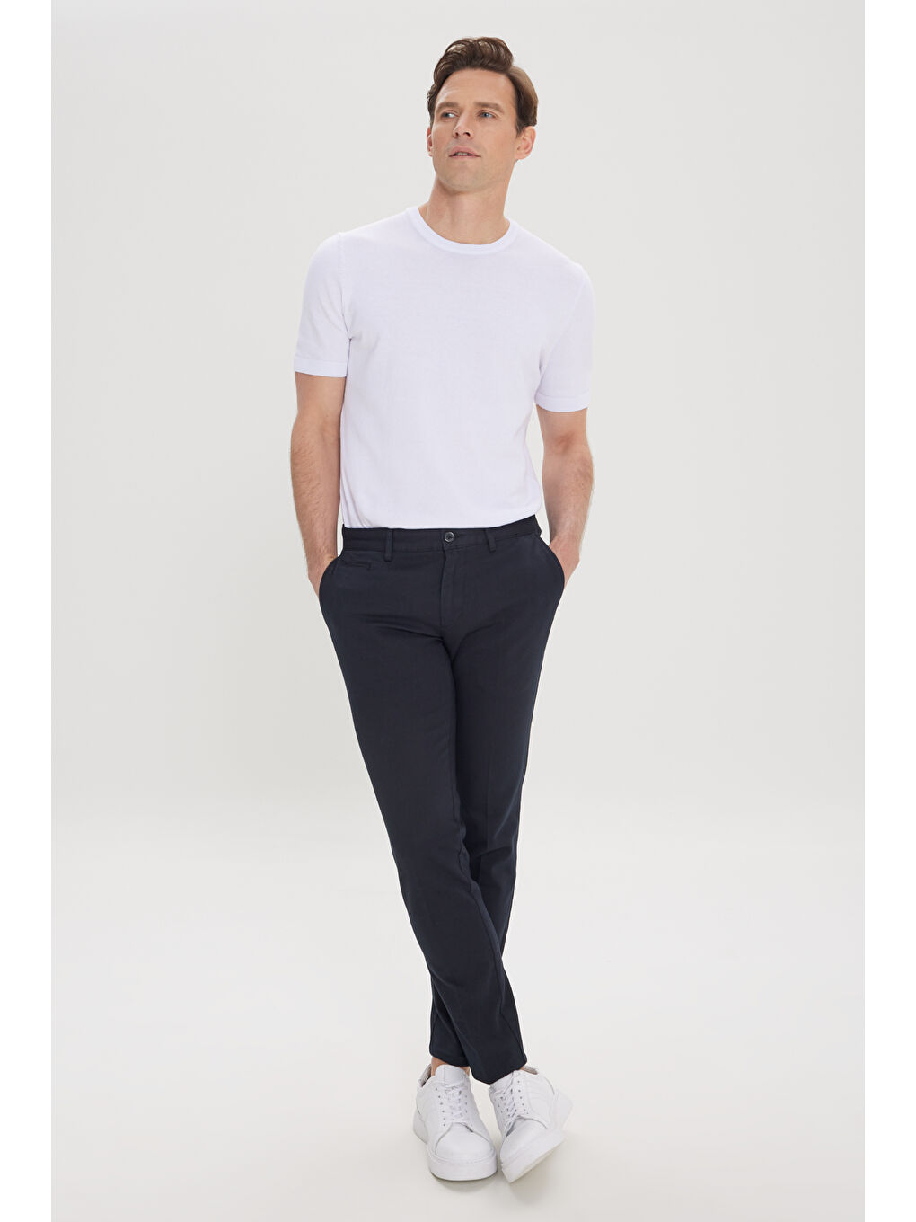 Erkek Siyah Slim Fit Dar Kesim Yan Cepli Pamuklu Esnek Armürlü Pantolon-2