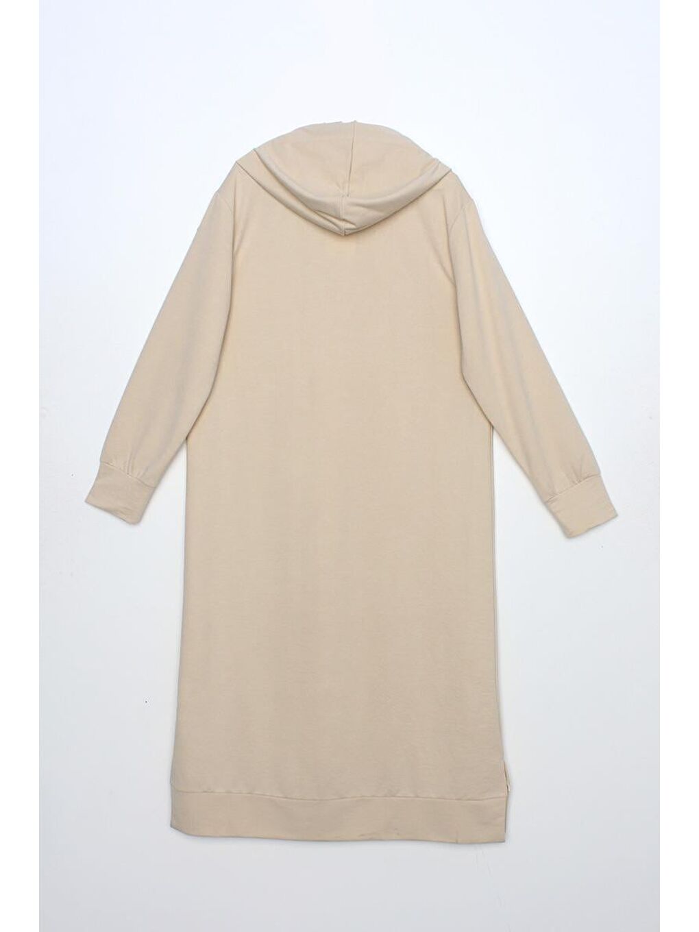 Bej Taş-Leopar Bağcıklı Kapüşonlu Rahat Tunik-6