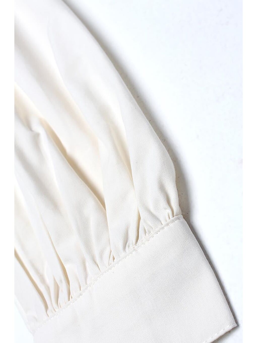 Ekru Nervürlü Yakasız Pamuklu Tunik-5