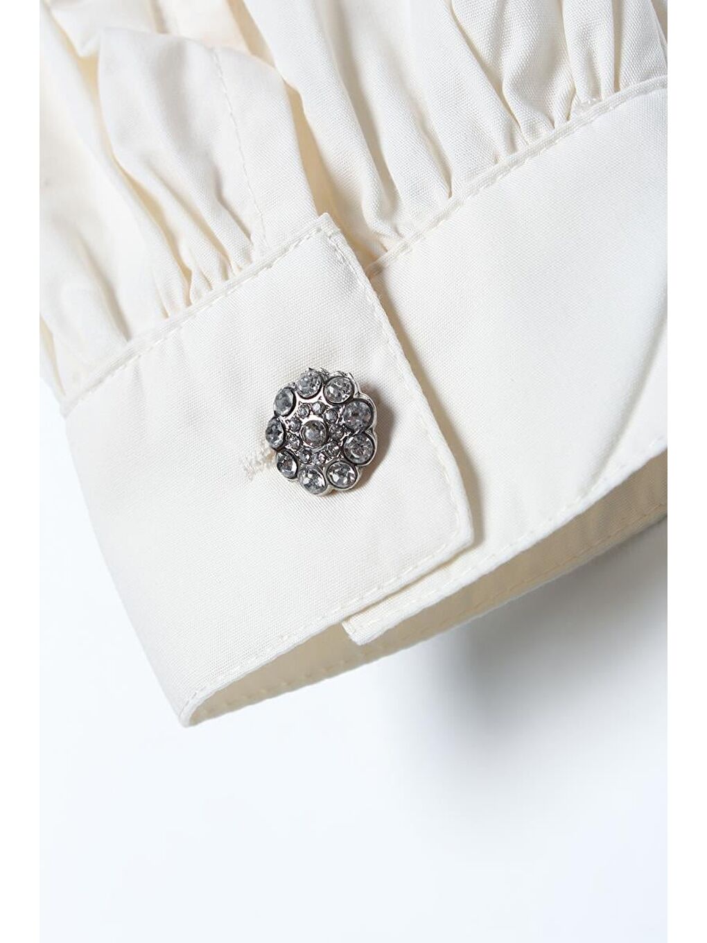 Ekru Nervürlü Yakasız Pamuklu Tunik-6