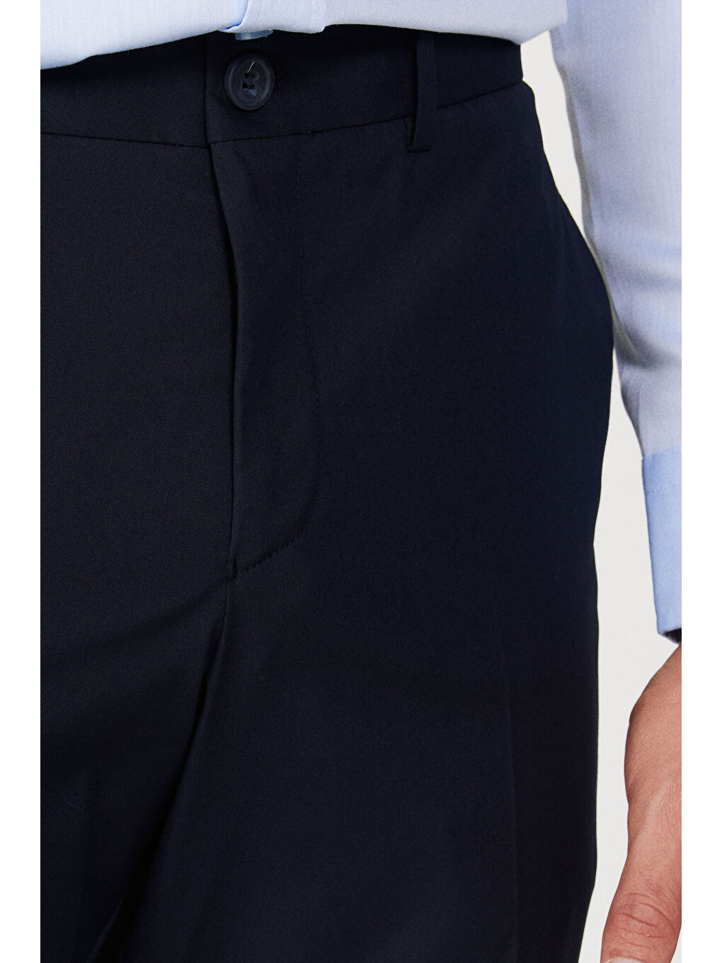 Erkek Lacivert Slim Fit Dar Kesim Yan Cepli Esnek Pantolon-4