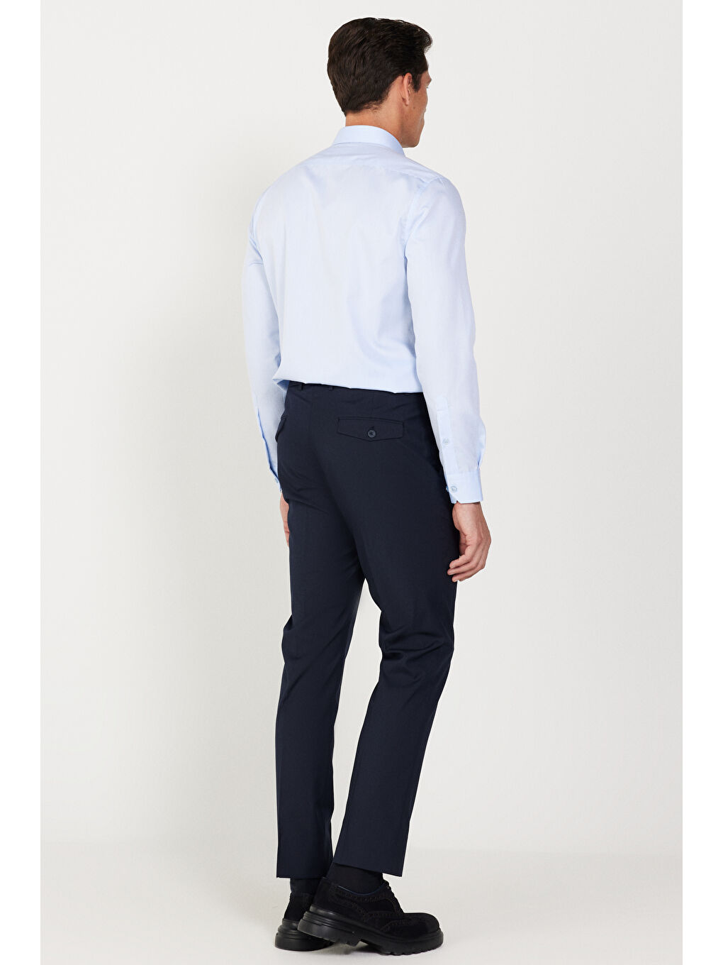 Erkek Lacivert Slim Fit Dar Kesim Yan Cepli Esnek Pantolon-5