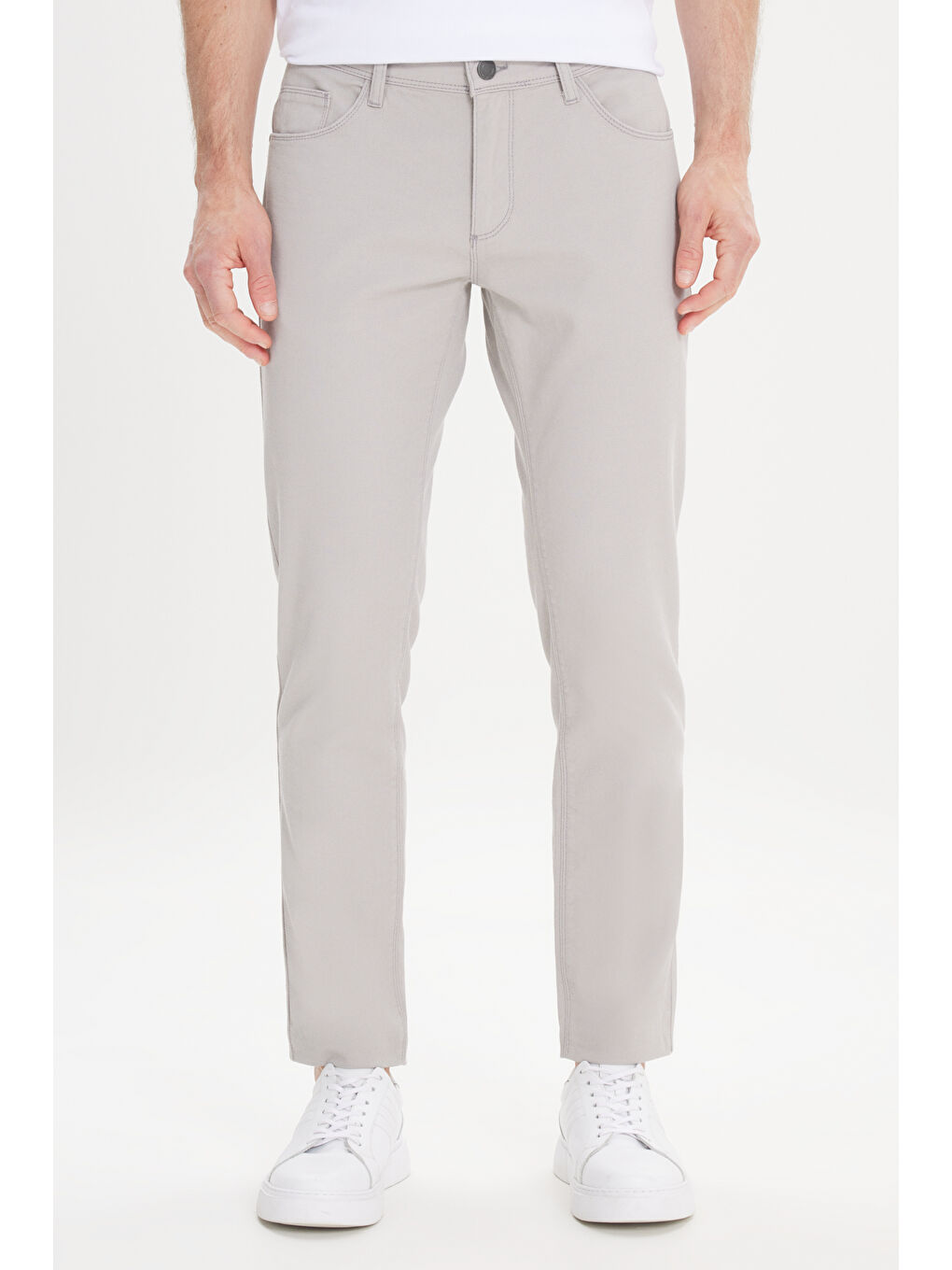 Bej Erkek Taş Slim Fit Dar Kesim 5 Cep Armürlü Esnek Pantolon