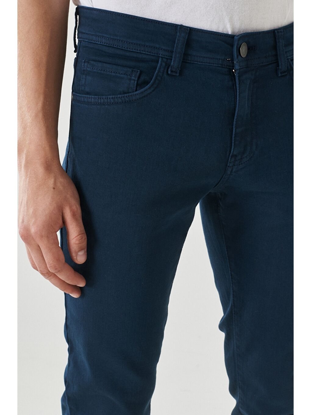Erkek Lacivert 360 Derece Her Yöne Esneyen Slim Fit Dar Kesim Pamuklu Rahat Pantolon-4