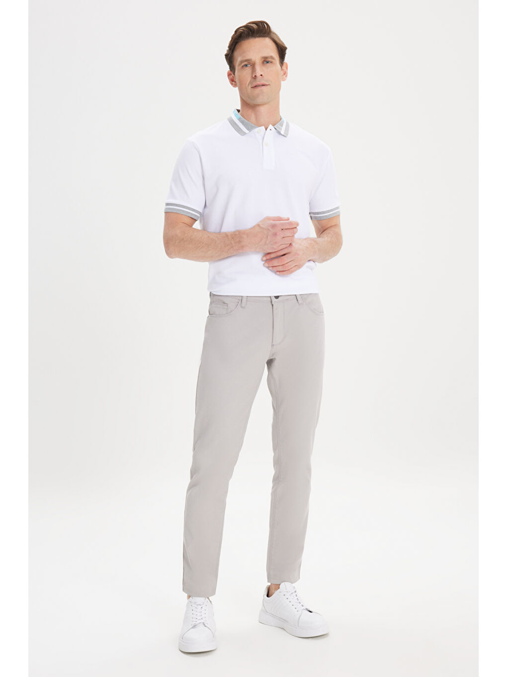 Bej Erkek Taş Slim Fit Dar Kesim 5 Cep Armürlü Esnek Pantolon-2