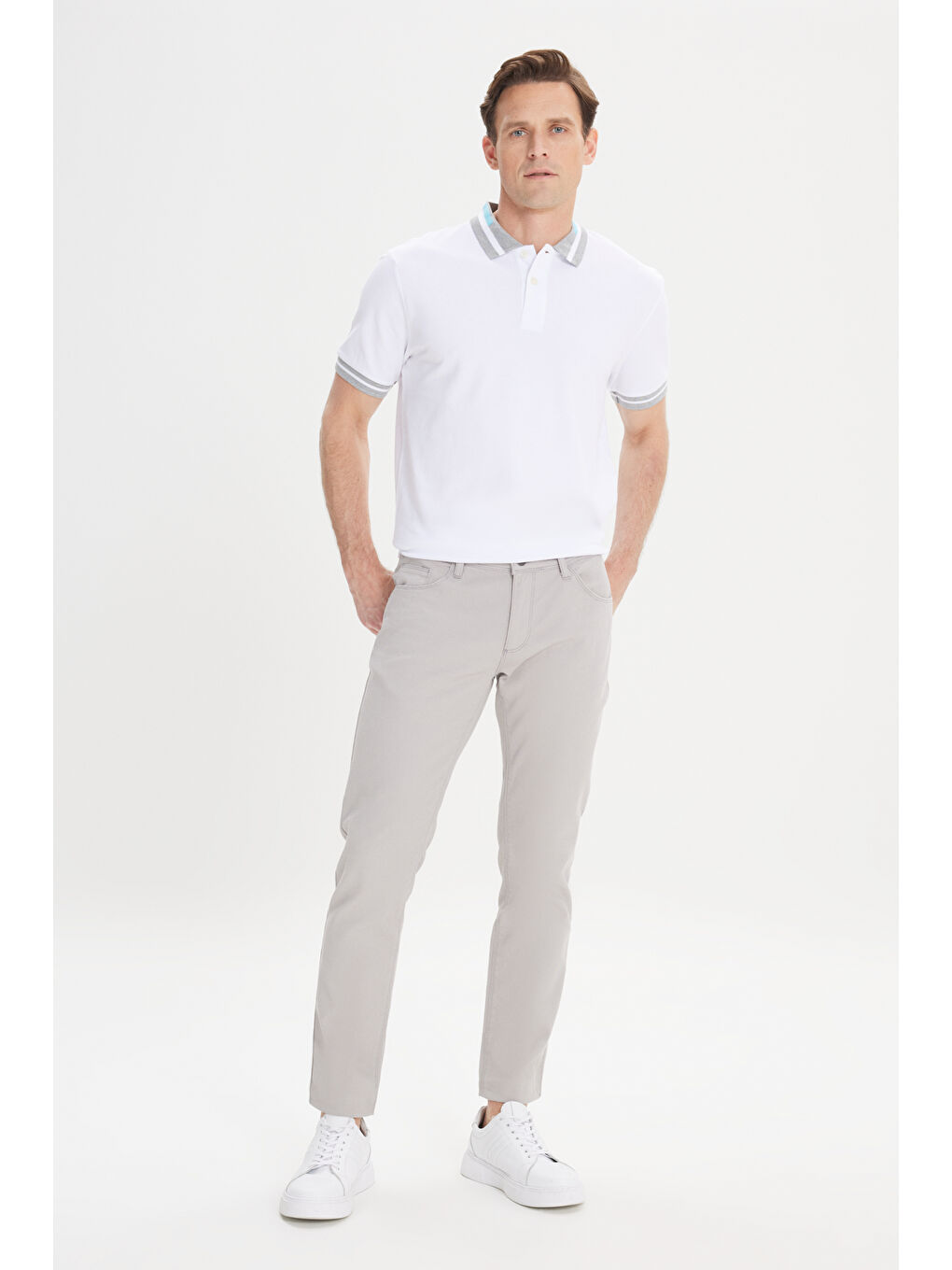 Bej Erkek Taş Slim Fit Dar Kesim 5 Cep Armürlü Esnek Pantolon-4