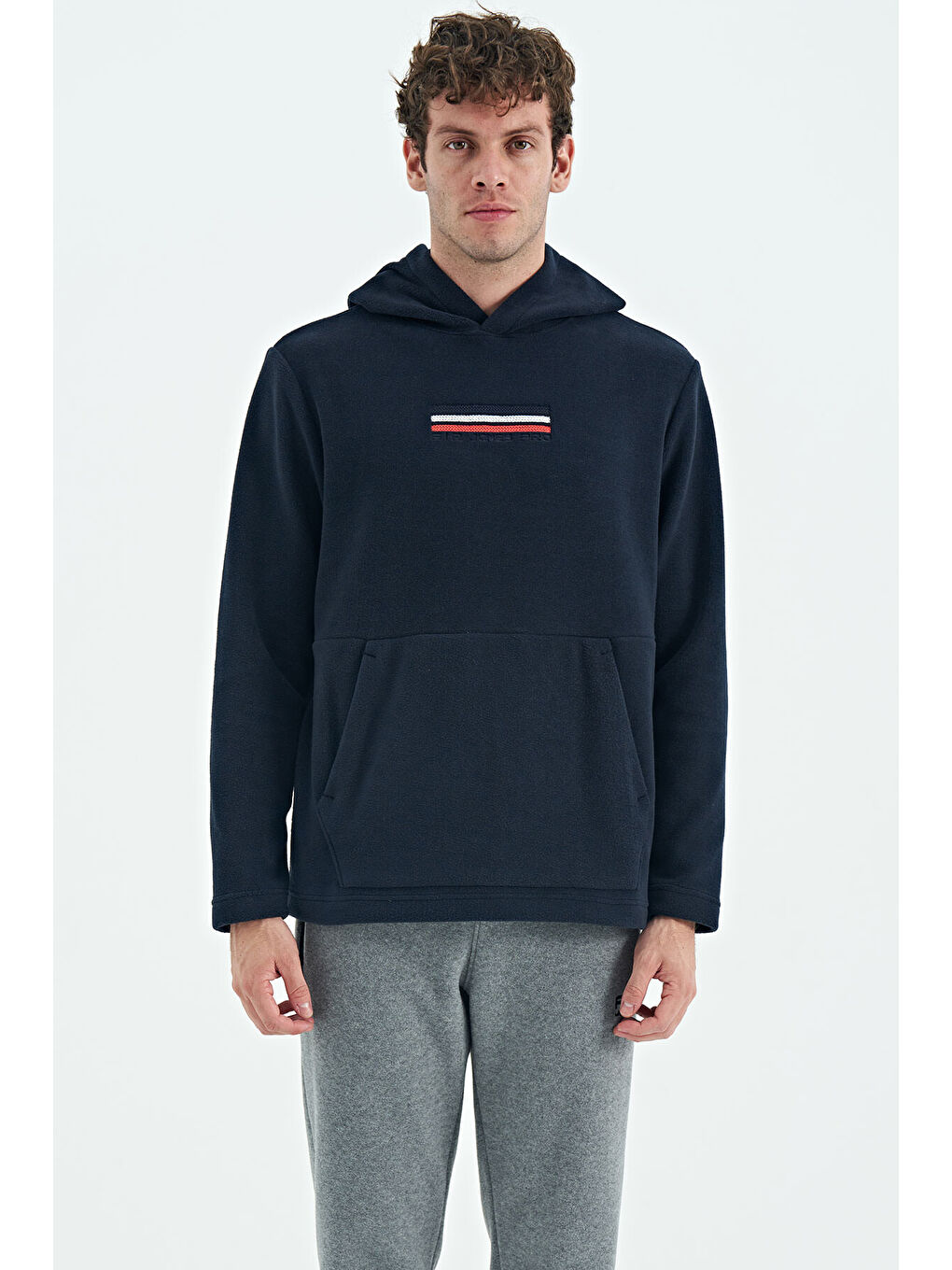 Hern Lacivert  Polar Erkek Kapüşonlu Sweatshirt Hoodie - 88301