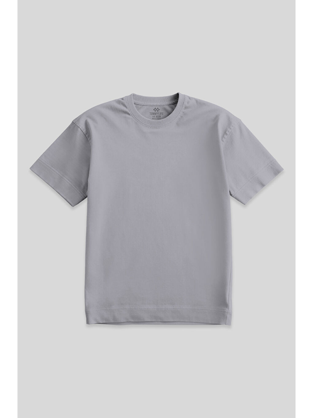Gri Basic Kısa Kol O Yaka  Erkek Büyük Beden Tişört - 88072-1