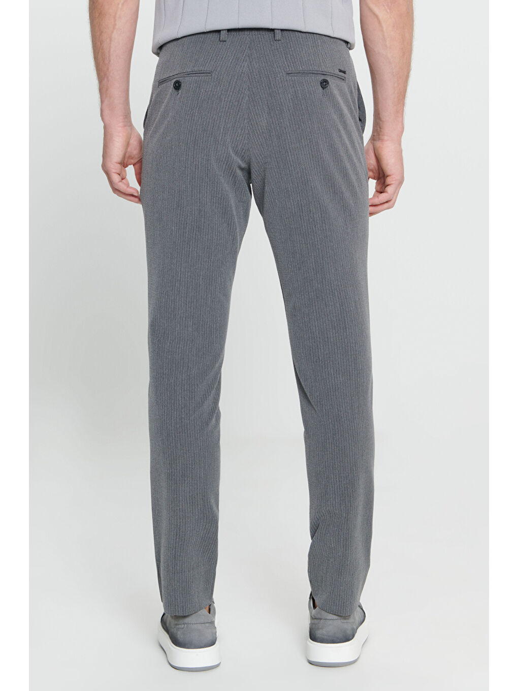 Erkek Antrasit Slim Fit Dar Kesim Yan Cepli Desenli Beli Lastikli Pantolon-5