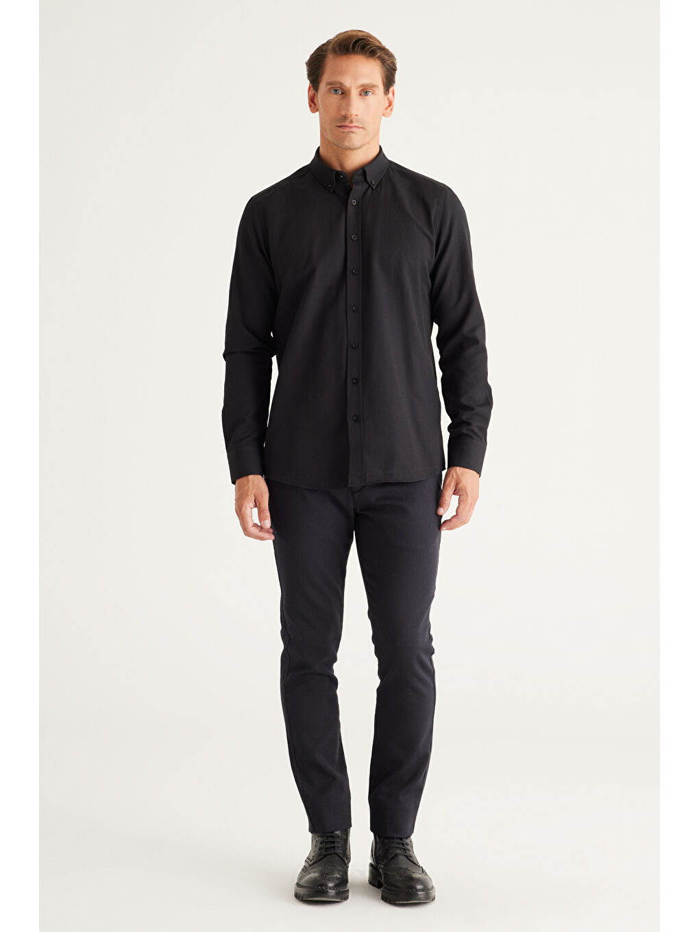 Erkek Antrasit Slim Fit Dar Kesim Yan Cepli Pamuklu Esnek Pantolon