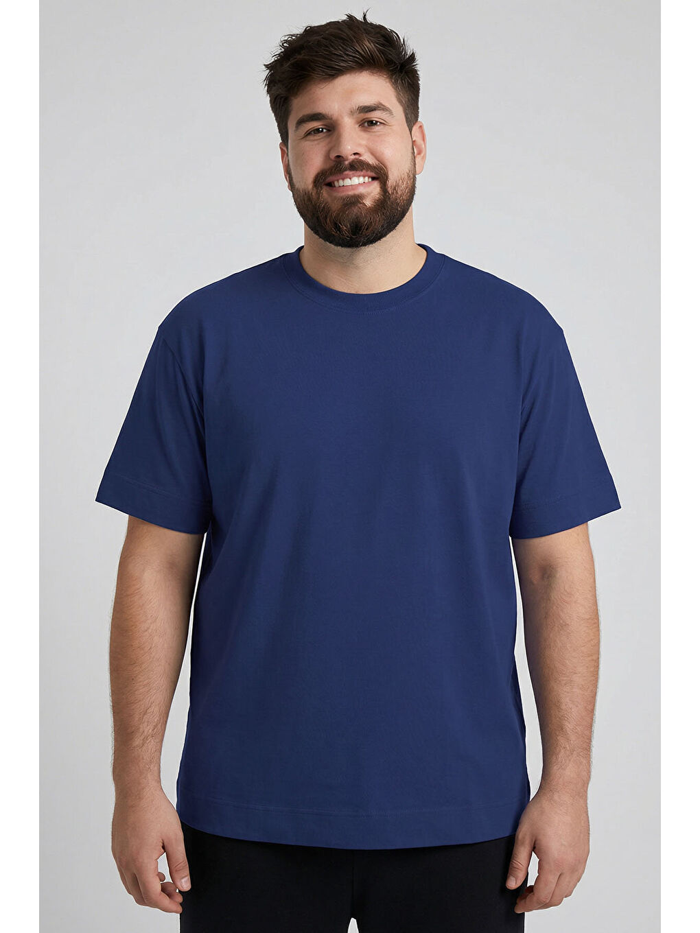 İndigo Basic Kısa Kol O Yaka  Erkek Büyük Beden Tişört - 88072-2