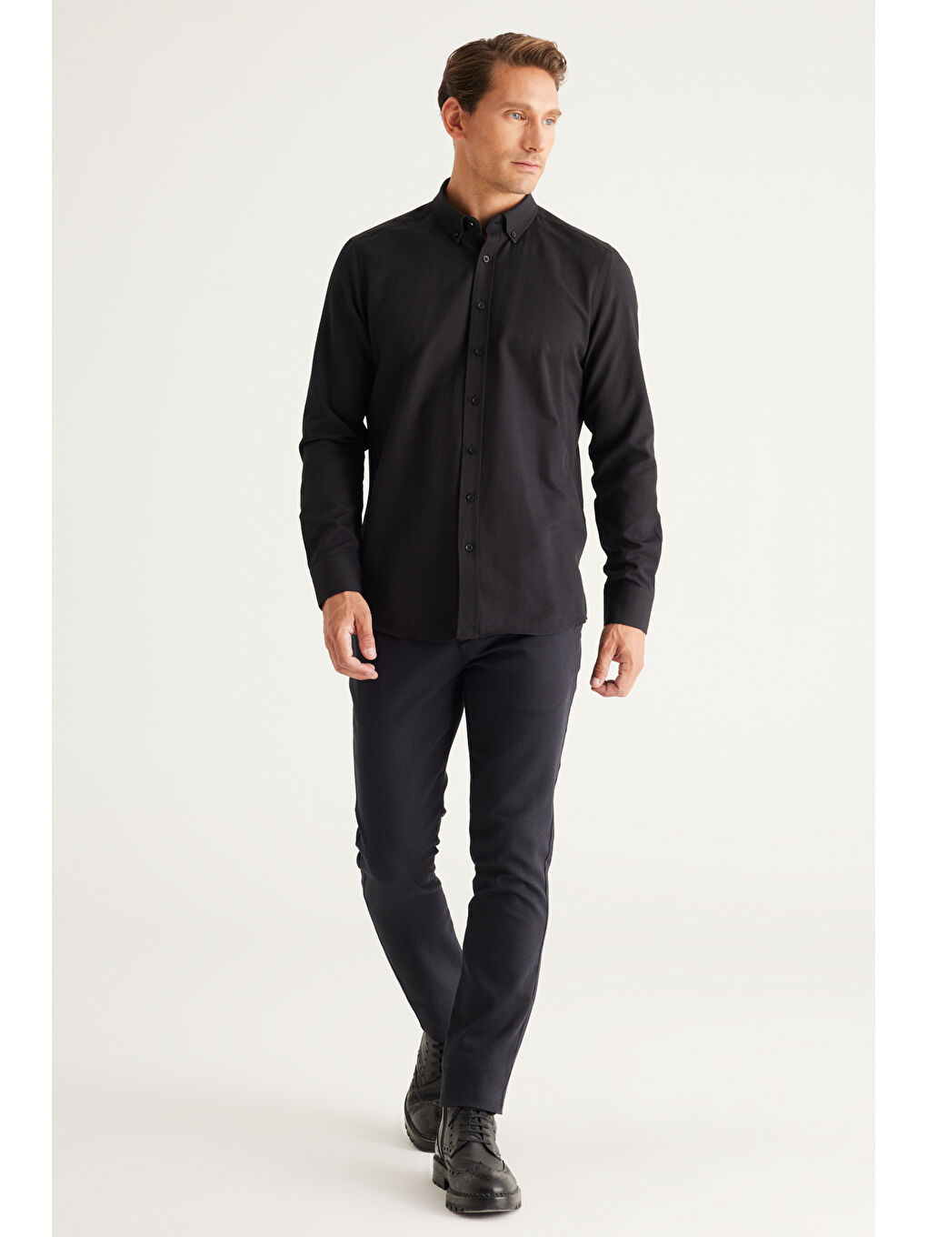 Erkek Antrasit Slim Fit Dar Kesim Yan Cepli Pamuklu Esnek Pantolon-2