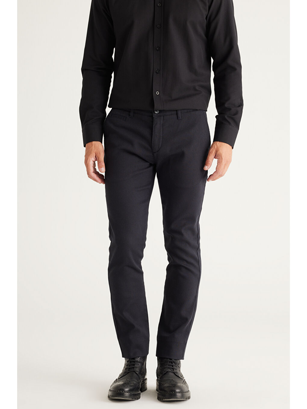 Erkek Antrasit Slim Fit Dar Kesim Yan Cepli Pamuklu Esnek Pantolon-4