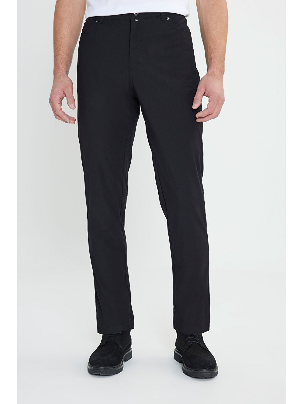 Erkek Siyah 360 Her Yöne Esneyen Slim Fit Dar Kesim 5 Cep Casual Pantolon-1