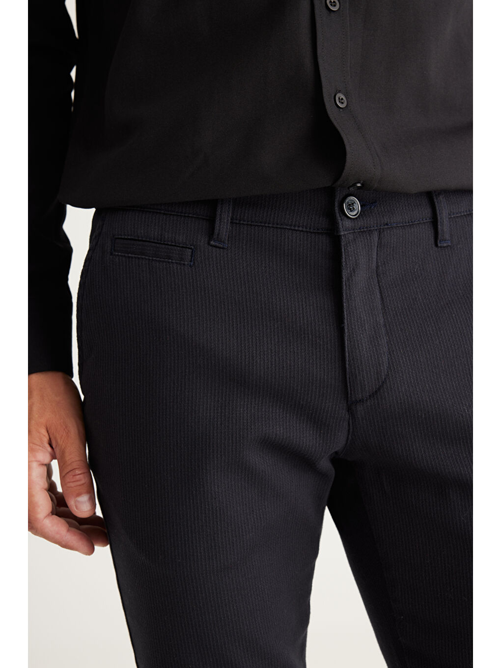 Erkek Antrasit Slim Fit Dar Kesim Yan Cepli Pamuklu Esnek Pantolon-5