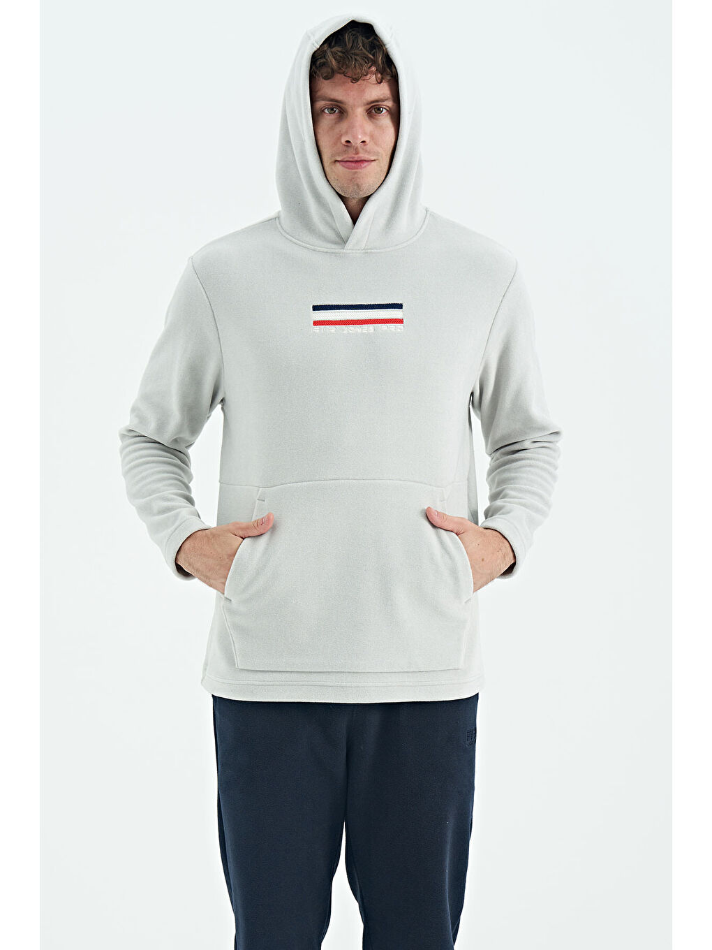 Bej Hern Taş  Polar Erkek Kapüşonlu Sweatshirt Hoodie - 88301