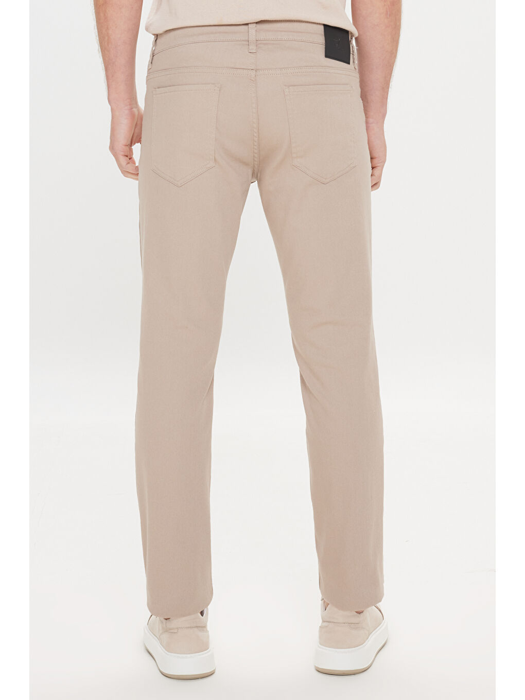 Bej Erkek Taş 360 Derece Her Yöne Esneyen Slim Fit Dar Kesim Diyagonal Desenli Pantolon-7