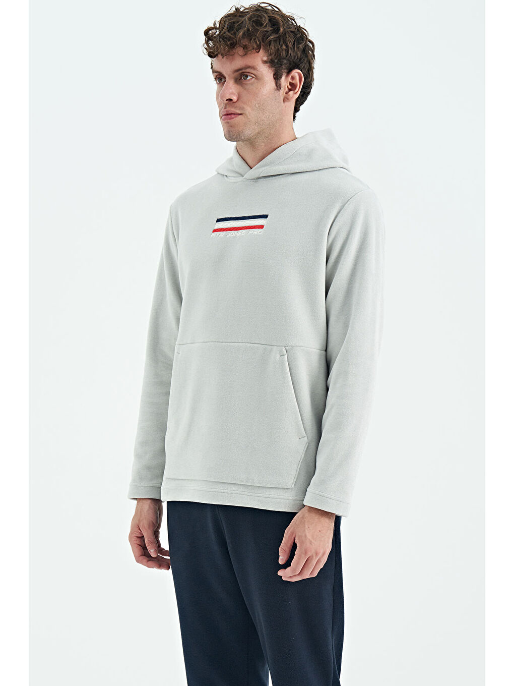 Bej Hern Taş  Polar Erkek Kapüşonlu Sweatshirt Hoodie - 88301-3
