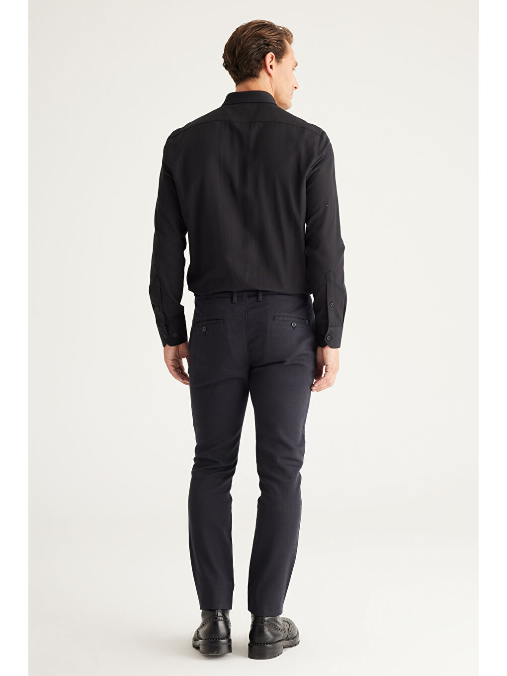 Erkek Antrasit Slim Fit Dar Kesim Yan Cepli Pamuklu Esnek Pantolon-6