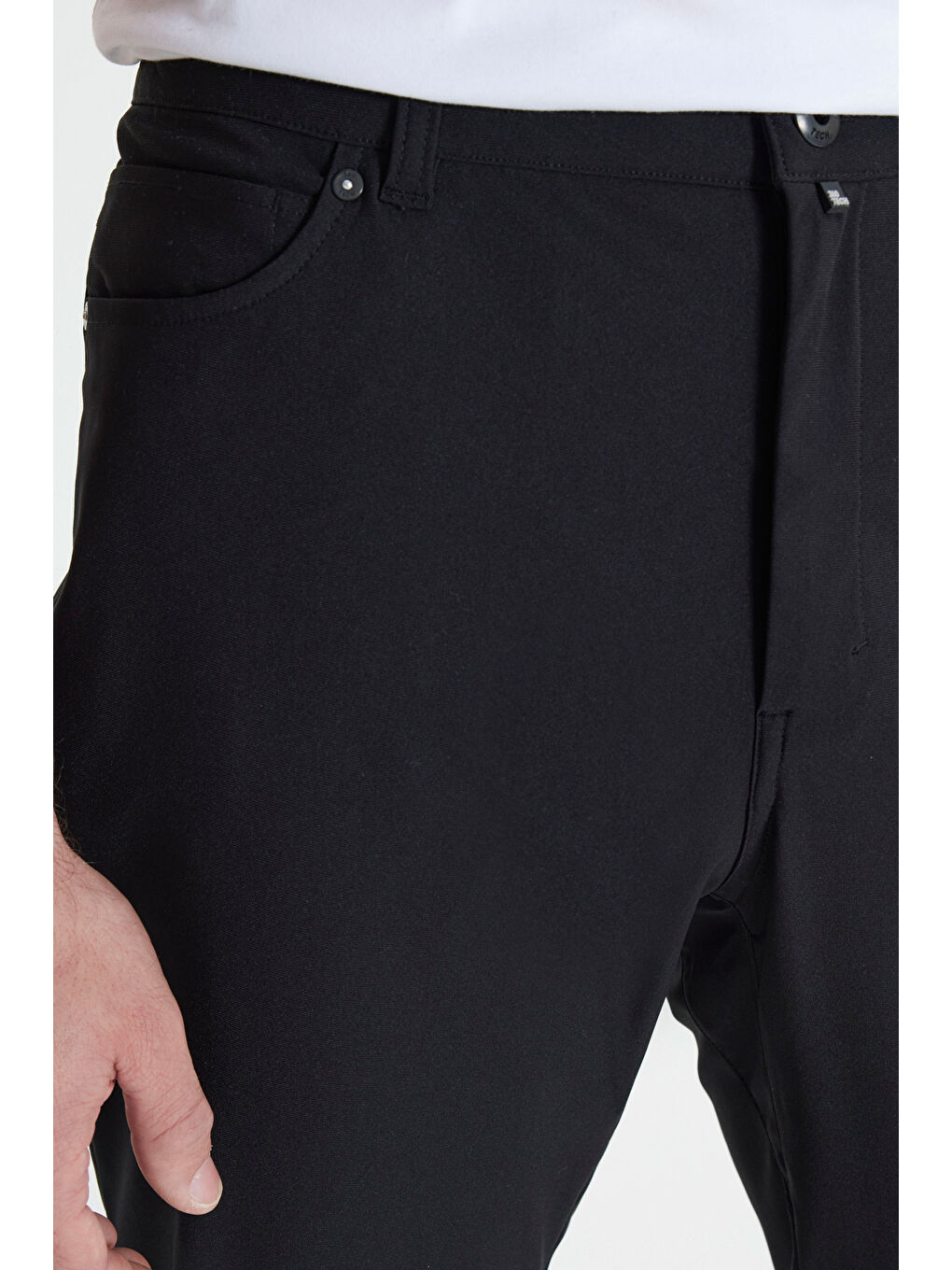 Erkek Siyah 360 Her Yöne Esneyen Slim Fit Dar Kesim 5 Cep Casual Pantolon-4