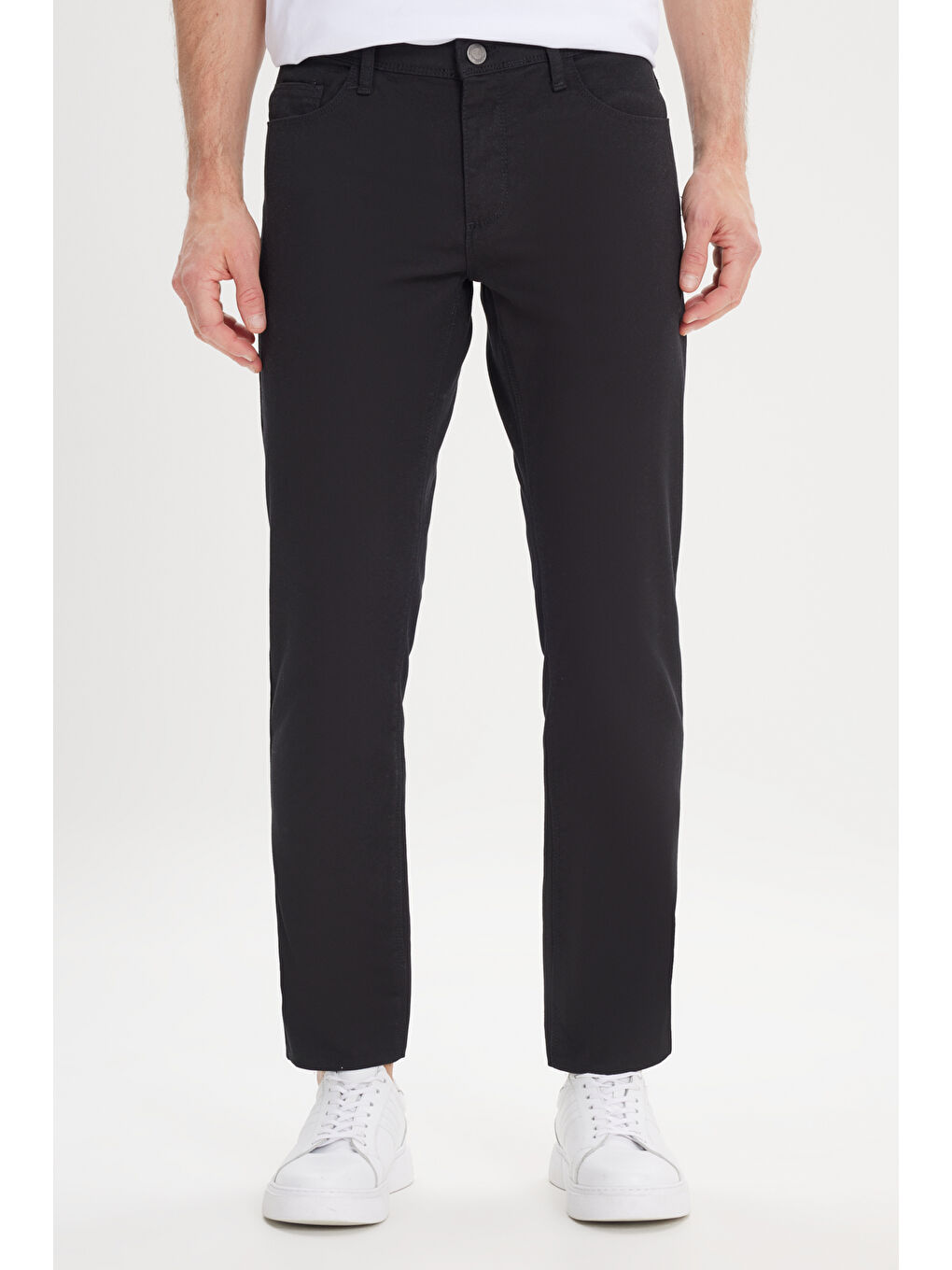 Erkek Siyah Slim Fit Dar Kesim 5 Cep Armürlü Esnek Pantolon