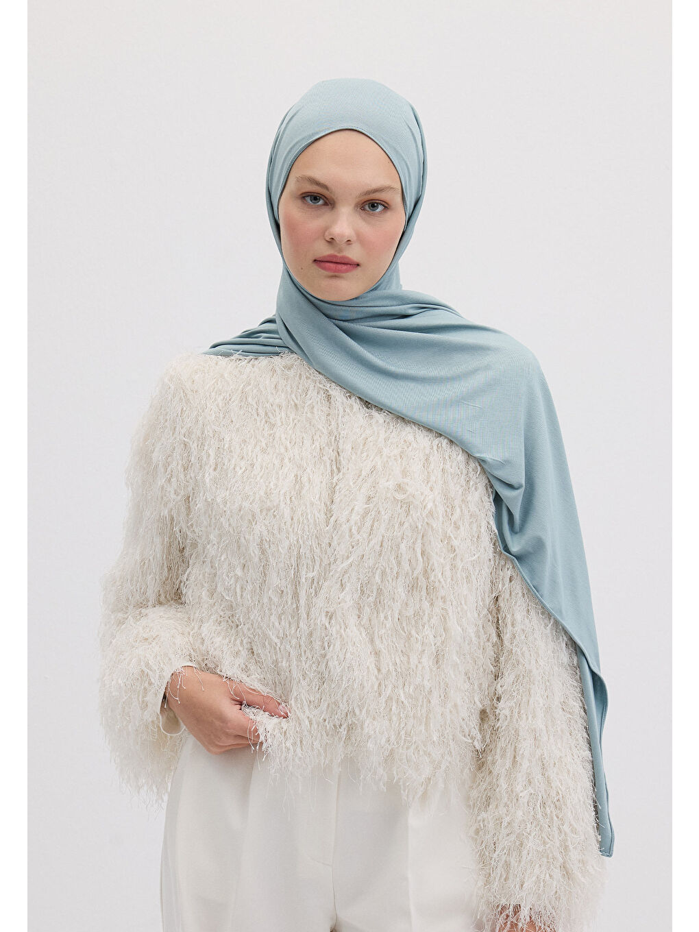 Bambu Penye Şal Açık Mavi