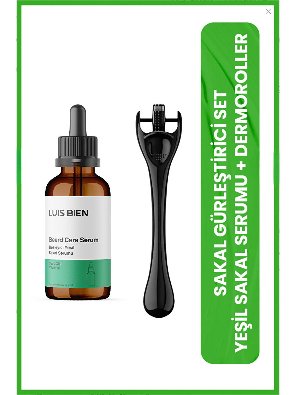 Sakal Güçlendirici Set (Yeşil Serum + Dermaroller)