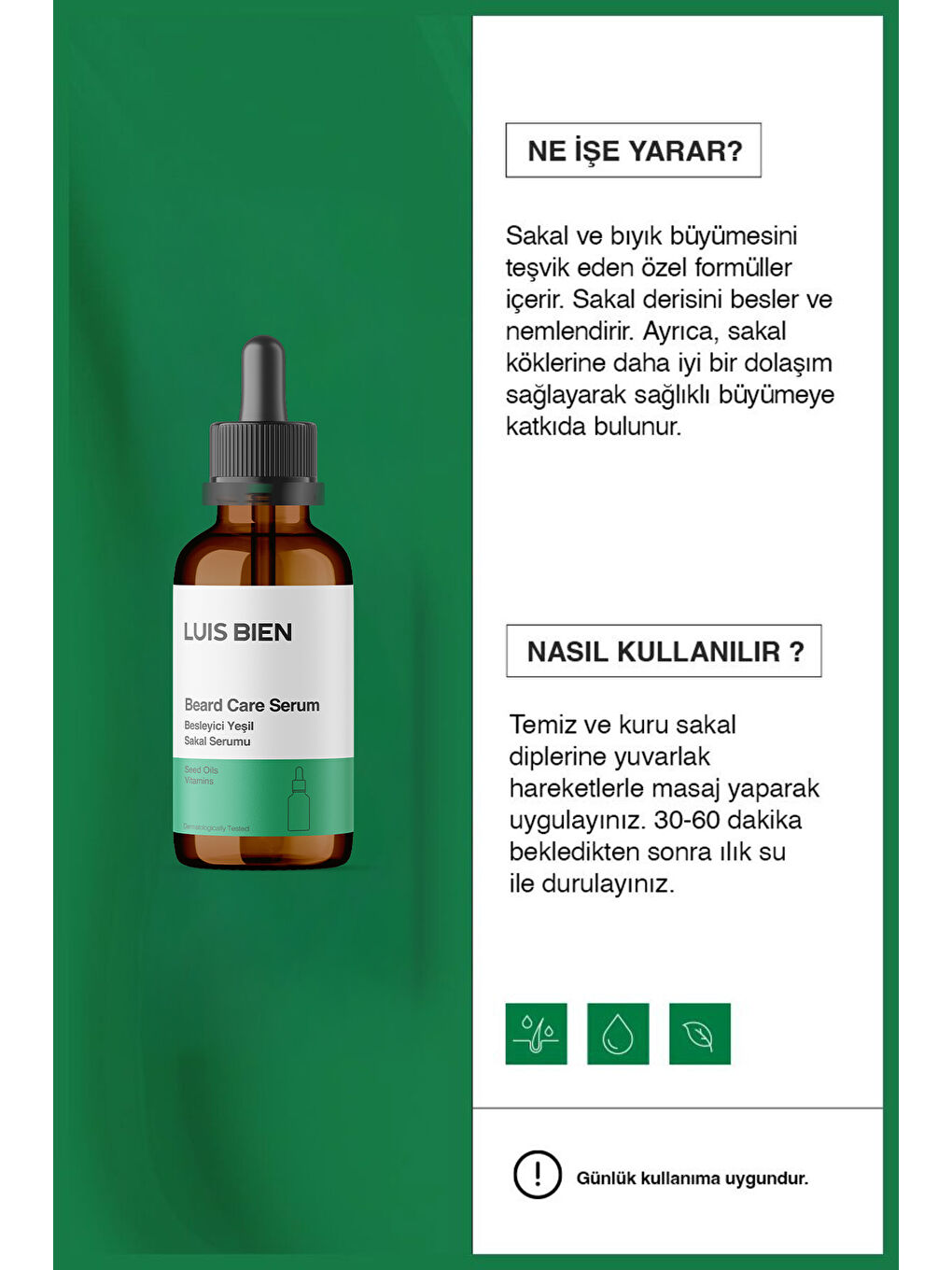 Sakal Güçlendirici Set (Yeşil Serum + Dermaroller)-4
