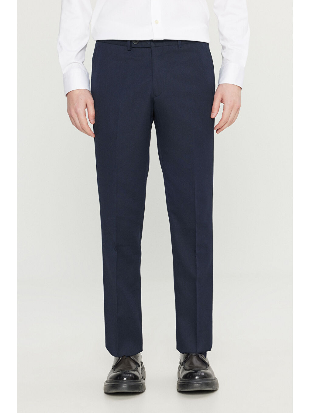 Erkek Lacivert Slim Fit Dar Kesim Klasik Yan Cep Pantolon-1