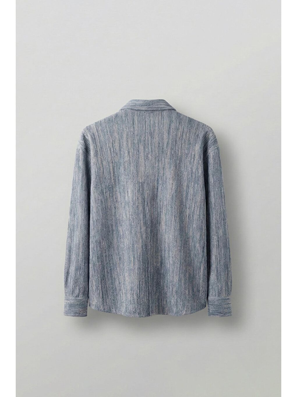 Erkek Oversize Kadife Dokulu Gömlek Mavi-1