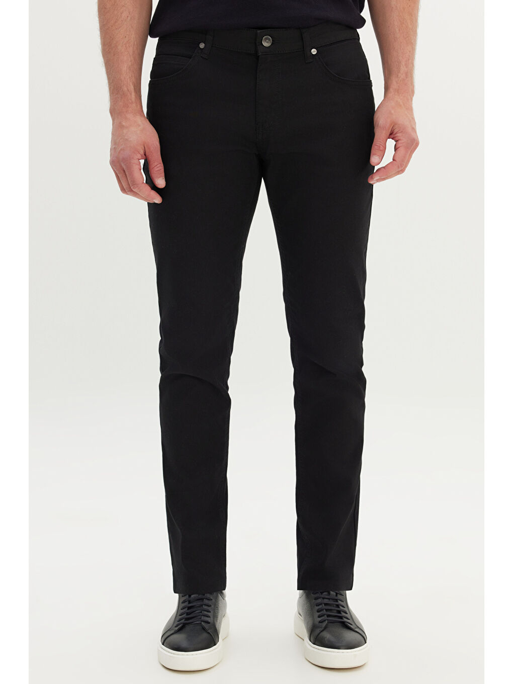 Erkek Siyah 360 Derece Her Yöne Esneyen Slim Fit Dar Kesim Diyagonal Desenli Pantolon