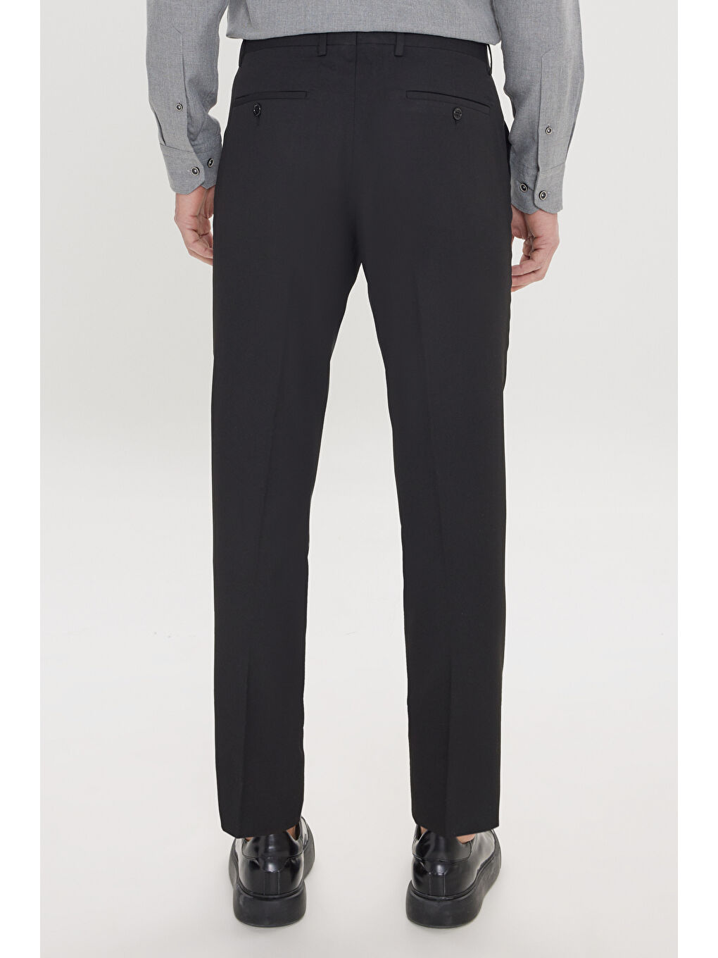 Erkek Siyah Slim Fit Dar Kesim Klasik Yan Cep Pantolon