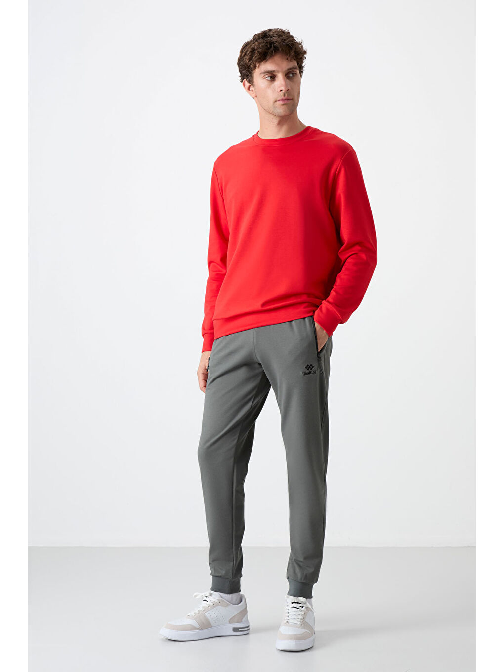 Haki Air Baskılı Fermuar Cepli Standart Kalıp Erkek Jogger Eşofman Altı- 84587-1