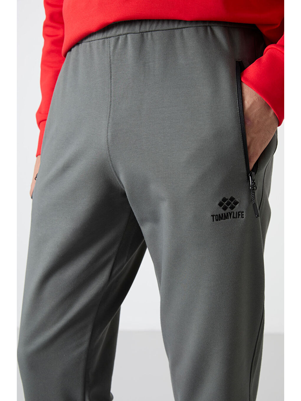 Haki Air Baskılı Fermuar Cepli Standart Kalıp Erkek Jogger Eşofman Altı- 84587-2