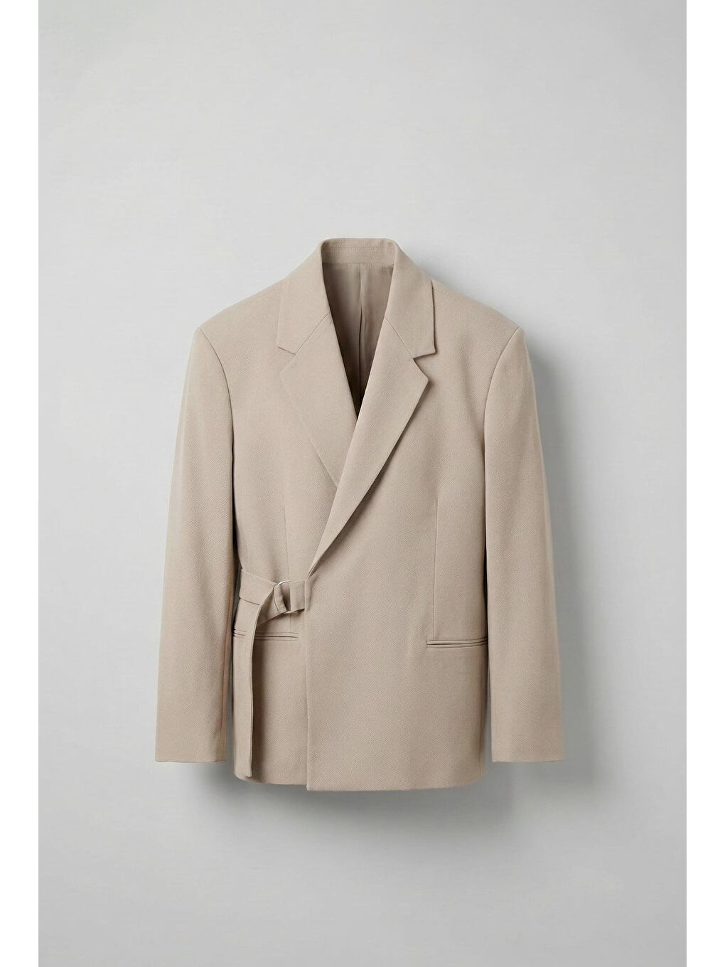 Erkek Kemerli Oversize Takım Elbise Bej