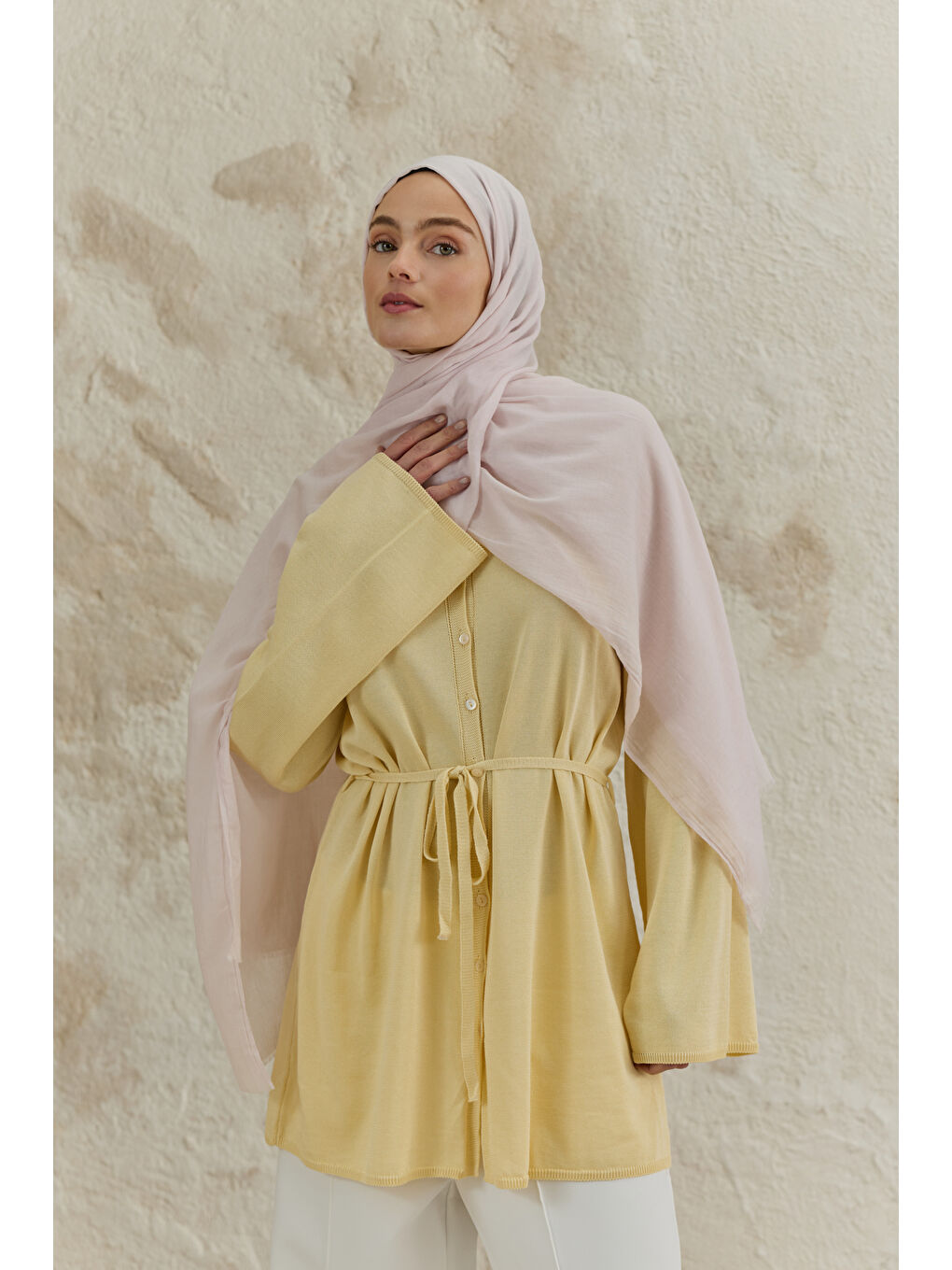 Soft Line Pamuk Şal Uçuk Pembe-1