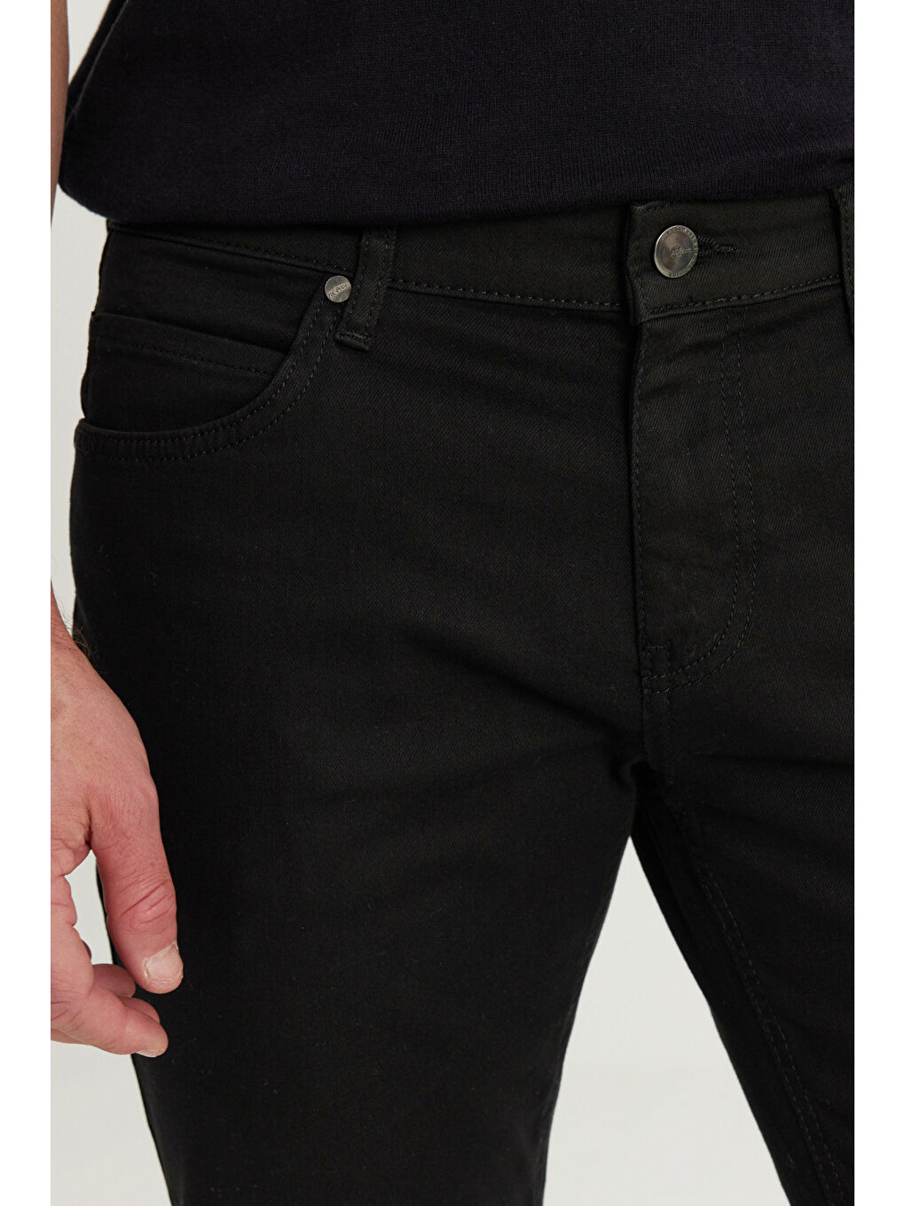 Erkek Siyah 360 Derece Her Yöne Esneyen Slim Fit Dar Kesim Diyagonal Desenli Pantolon-6