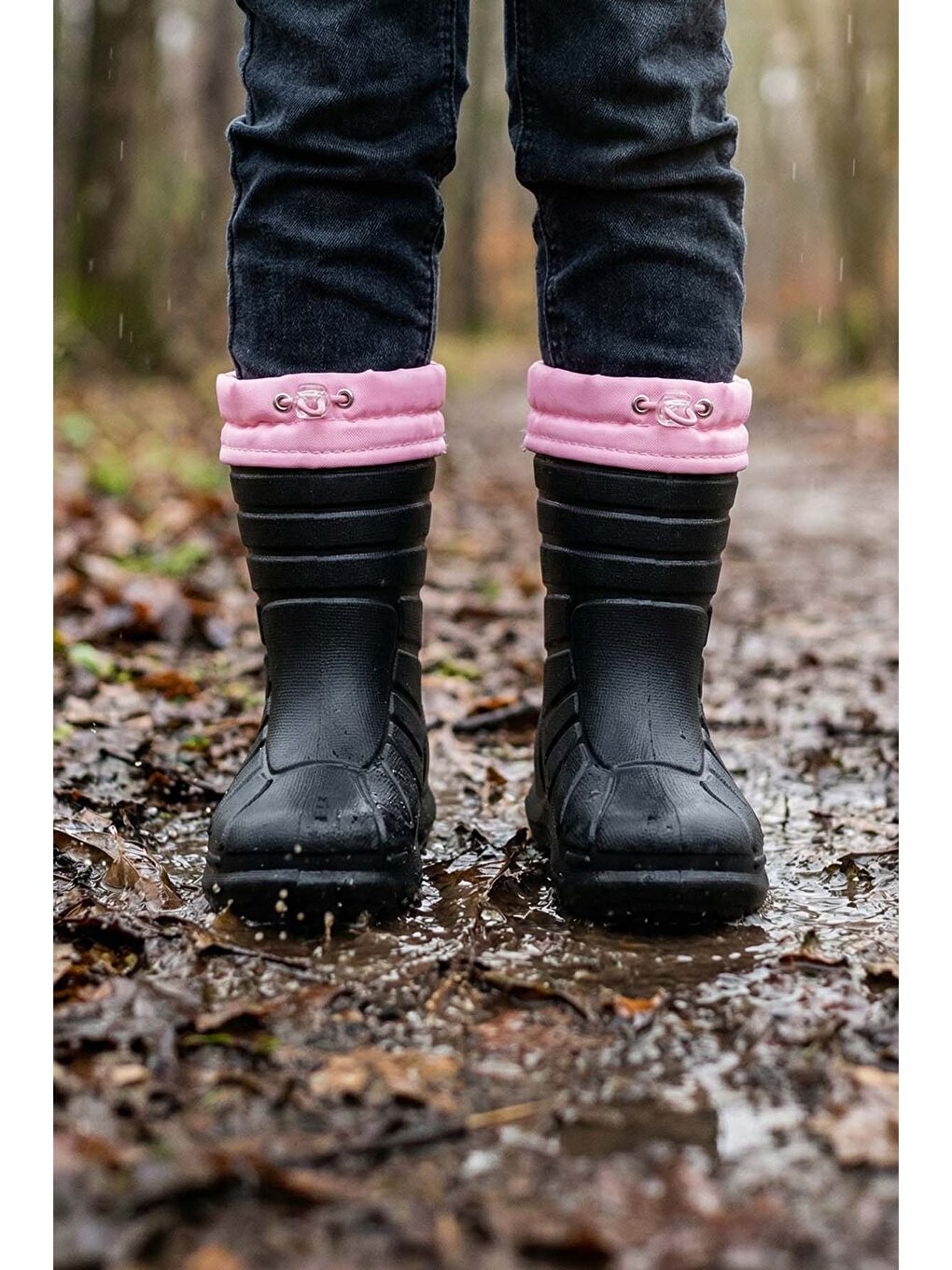 Siyah Kız Çocuk Kışlık Eva Boğazdan Lastikli Sessiz Taban Kar Bot Çizme