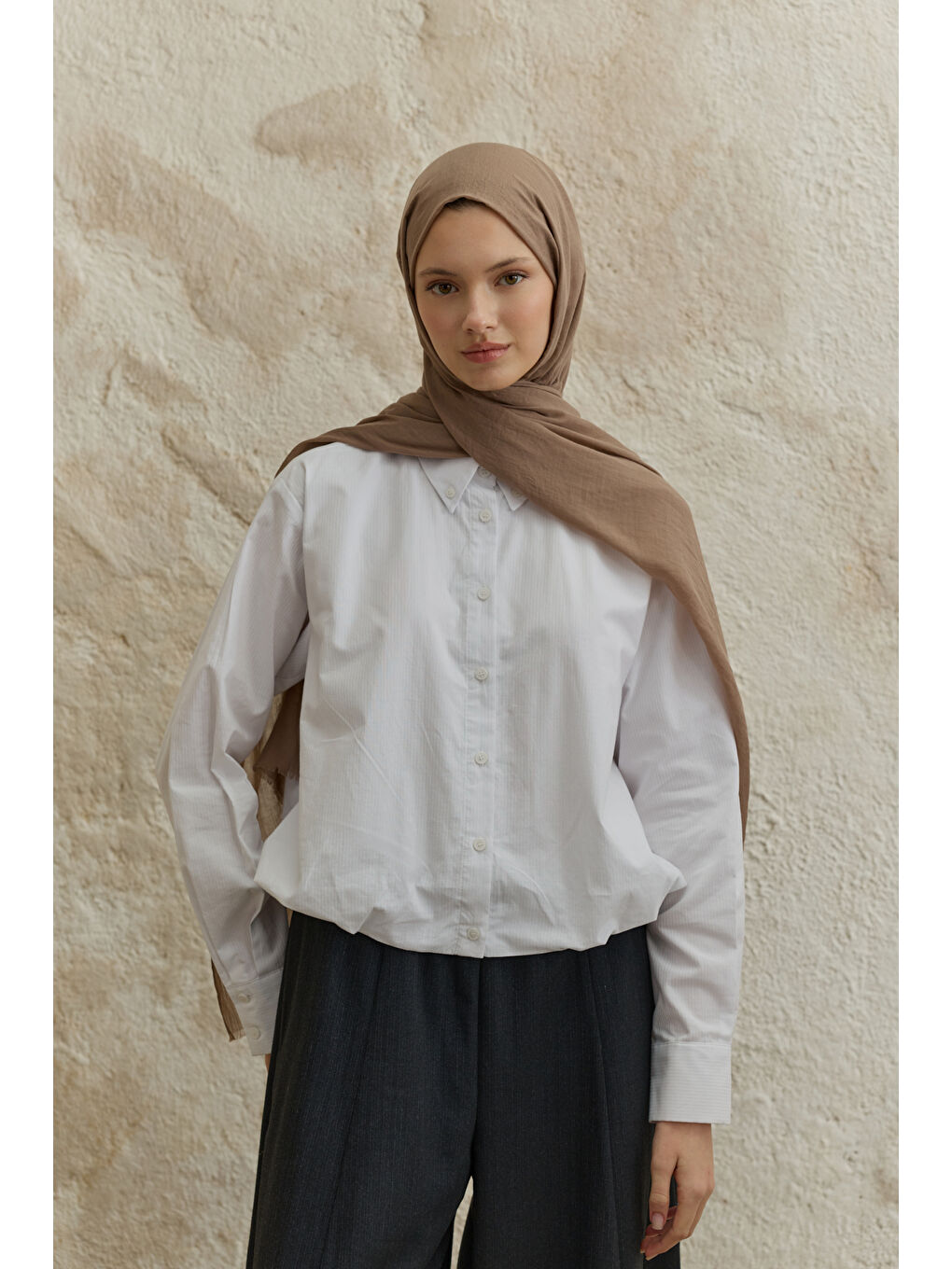 Kahverengi Soft Line Pamuk Şal Sütlü Kahve-2