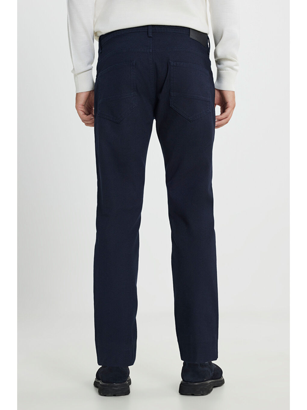 Erkek Lacivert Slim Fit Dar Kesim Pamuklu Esnek Armürlü 5 Cep Pantolon-5