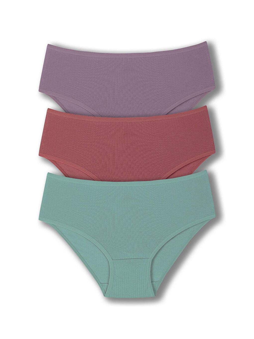 Pembe Pamuklu Fitilli Yüksek Bel Büyük Beden Kadın Külot 3'lü