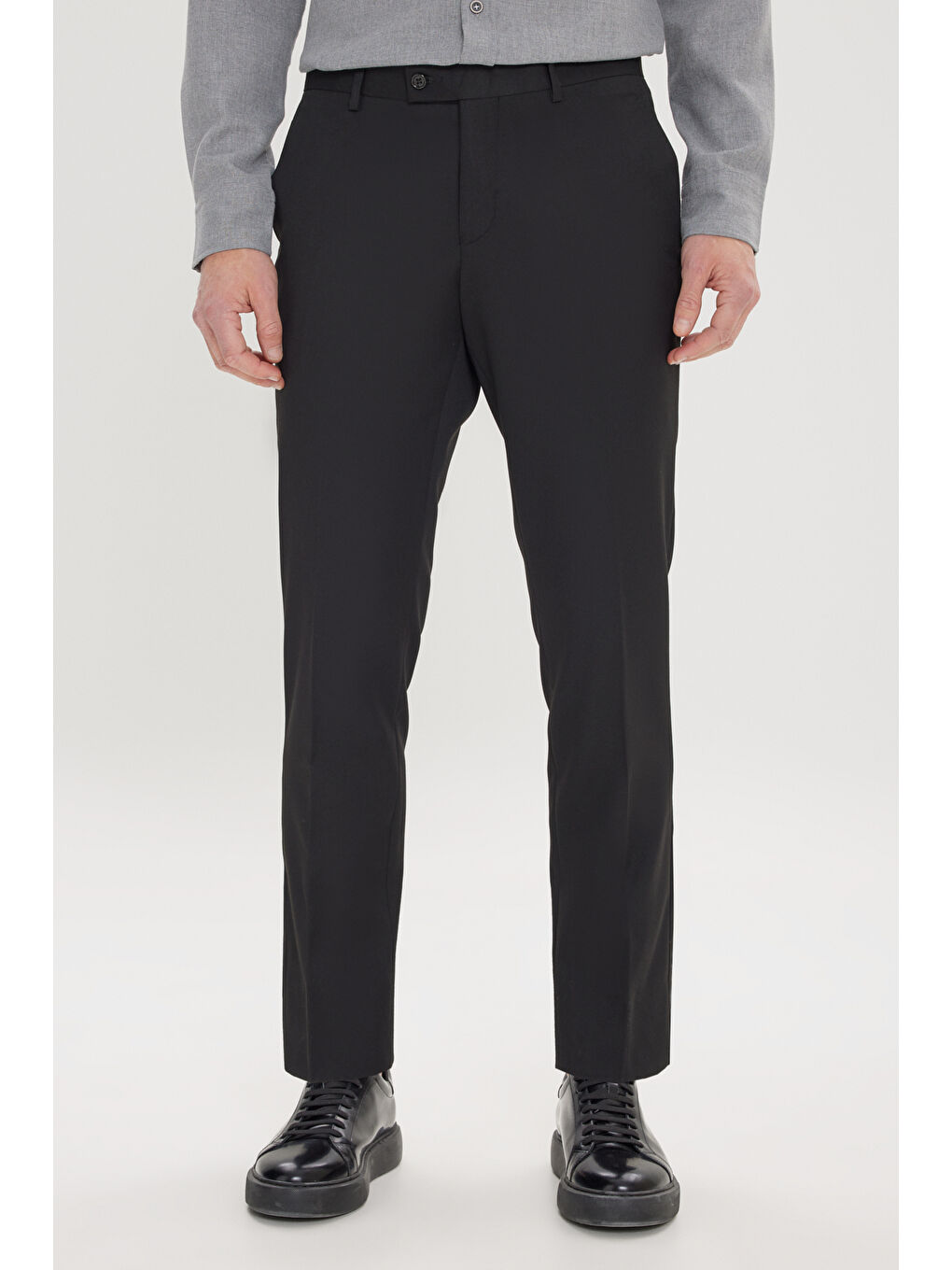 Erkek Siyah Slim Fit Dar Kesim Klasik Yan Cep Pantolon-7