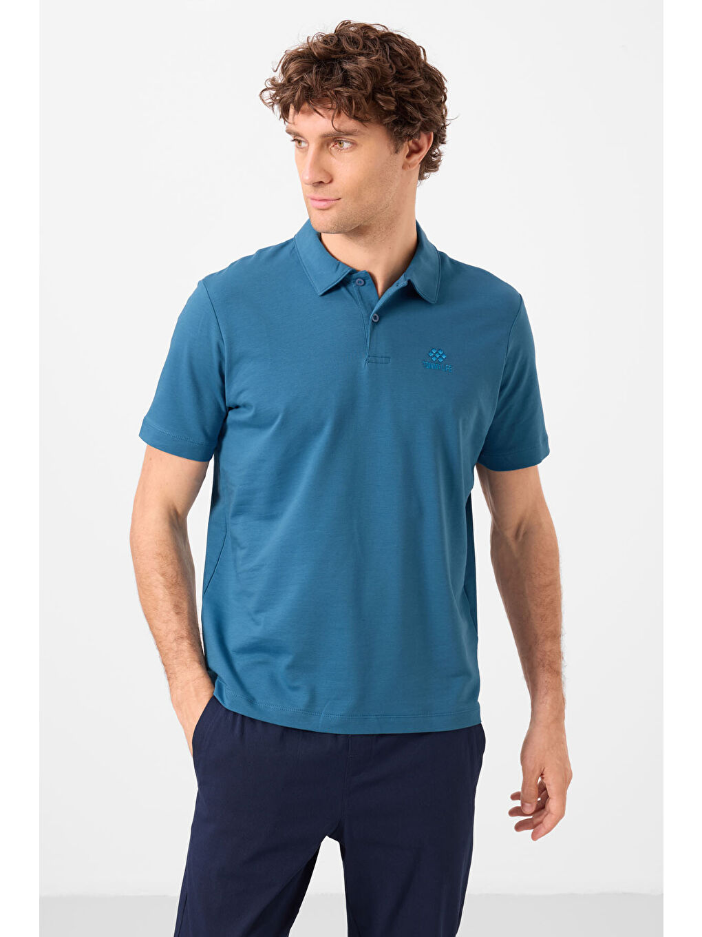 Mavi Saks Basic Logolu Standart Kalıp Triko Polo Yaka Erkek Tişört - 87748-3